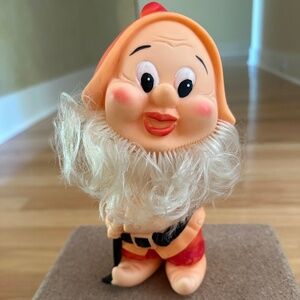 Vintage Soviet USSR Russian Rubber Toy Doll Gnome with Pick Ax